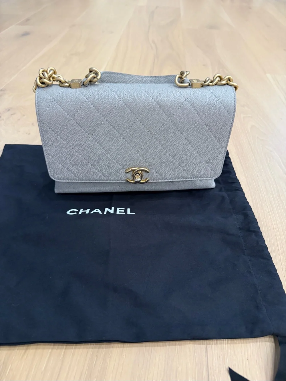 Grained Calfskin Small Stitched Flap